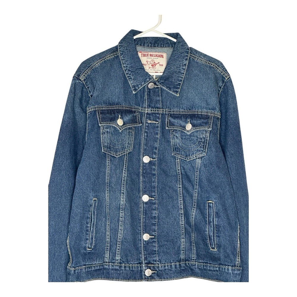 True Religion Men Classic Denim Trucker Jacket Sz Large Chief Keef Sematary